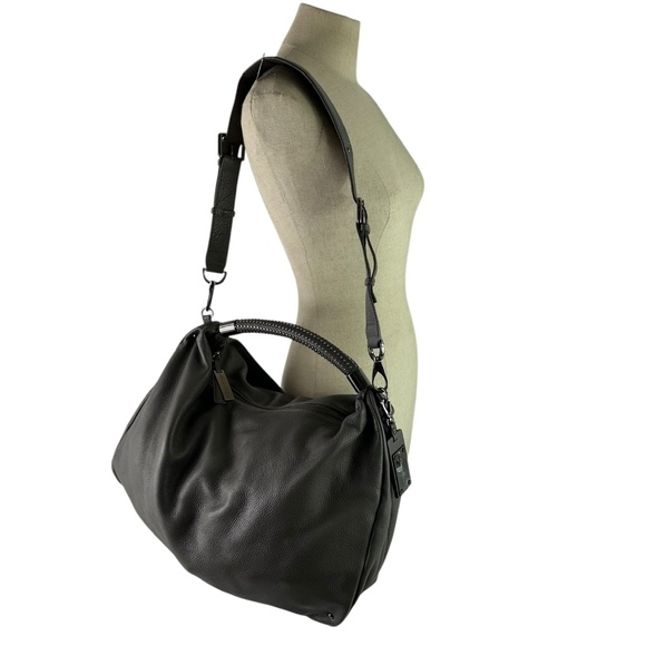 Genuine KENNETH COLE Grey Pebbled Slouchy Leather Shoulder Bag Crossbody - Picture 1 of 11